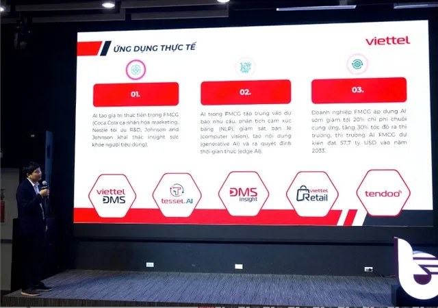 Theo ông Trần Xuân An (Viettel Solutions), việc ứng dụng AI có thể giúp doanh nghiệp FMCG giảm khoảng 20% chi phí chuỗi cung ứng và tăng đáng kể tốc độ đưa sản phẩm ra thị trường.