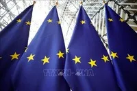 Cờ Liên minh châu Âu (EU) tại Brussels, Bỉ. Ảnh minh họa: AFP/TTXVN