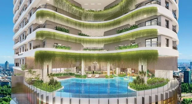 Kiến trúc oval và thiết kế thông tầng độc đáo, không cửa đối cửa đảm bảo sự riêng tư tối đa cho từng căn hộ tại ArtStella