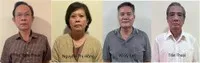 4 bị can (từ trái qua): Trần Ngọc Thuận; Nguyễn Thị Hồng; Võ Sỹ Lực; Trần Thoại.