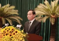 Bí thư Thành ủy TP.HCM Trần Lưu Quang phát biểu tại kỳ họp. Ảnh: Trọng Tín.