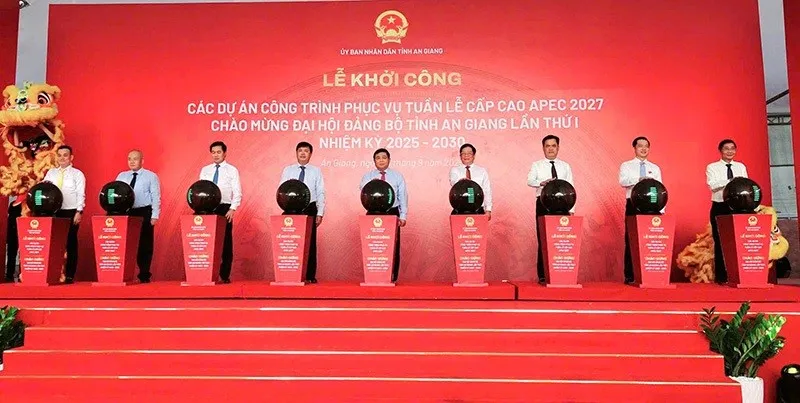 Tỉnh An Giang đã khởi công các dự án, công trình phục vụ Tuần lễ cấp cao APEC 2027. Ảnh: Khánh Thùy