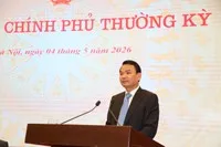 Bộ trưởng, Chủ nhiệm Văn phòng Chính phủ Đặng Xuân Phong chủ trì họp báo Chính phủ thường kỳ tháng 4/2026 tối 4/5- Ảnh: Đức Minh TBTC