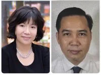 Chủ tịch Công ty AIC Nguyễn Thị Thanh Nhàn (bên trái) và Phó tổng giám đốc Trần Mạnh Hà hiện đang bỏ trốn, bị truy nã quốc tế. Ảnh: BCA.