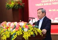 Chủ tịch UBND TP. Hà Nội Vũ Đại Thắng phát biểu tại Hội nghị giao ban hệ thống chính trị TP. Hà Nội tháng 2/2026.