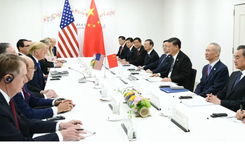 Chủ tịch Trung Quốc Tập Cận Bình gặp Tổng thống Mỹ Donald Trump tại Osaka, Nhật Bản, ngày 29/6/2019. Ảnh tư liệu: Xinhua 
