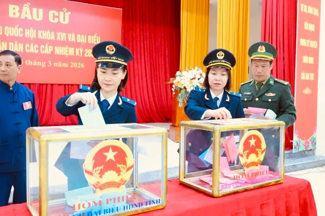 Hình ảnh bỏ phiếu bầu cử của Chi cục Hải quan khu vực VIII.