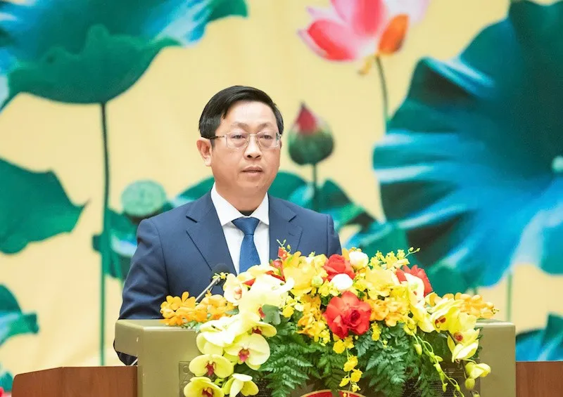 Ông Nguyễn Hữu Thông, Phó trưởng đoàn đại biểu Quốc hội phát biểu tại lễ kỷ niệm. 