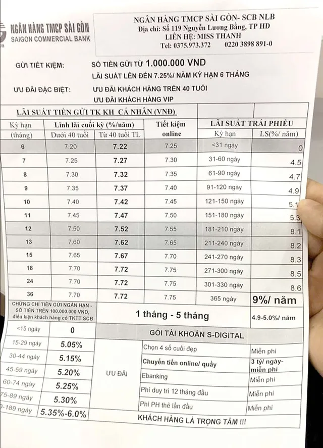 Quảng cáo lãi suất trái phiếu linh hoạt của SCB được nhiều trái chủ giữ lại làm bằng chứng