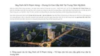 Thông tin giới thiệu dự án căn hộ tại số 9 Phạm Hùng trên mạng internet.