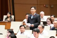 Đại biểu Quốc hội Đỗ Đức Hồng Hà (đoàn TP Hà Nội) phát biểu ở hội trường sáng 22/4.
