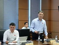Đại biểu Bùi Văn Mạnh (đoàn Ninh Bình) phát biểu tại tổ sáng 20/4
