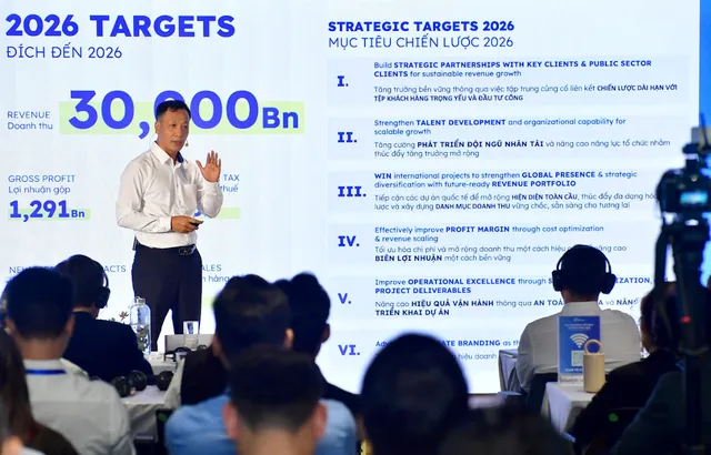 Ông Trần Ngọc Hải, Phó tổng giám đốc Coteccons trình bày mục tiêu năm tài chính 2026