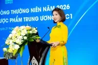 Bà Hàn Thị Khánh Vinh - Chủ tịch HĐQT CPC1 báo cáo tại Đại hội