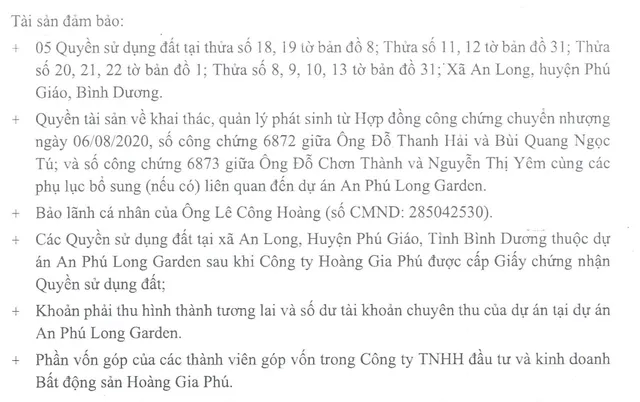 Tài sản đảm bảo lô trái phiếu mã HCGCH2124001