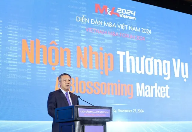 Ông Lê Trọng Minh, Tổng Biên tập Báo Đầu tư phát biểu khai mạc Diễn đàn M&amp;A Việt Nam 2024. Ảnh: Lê Toàn