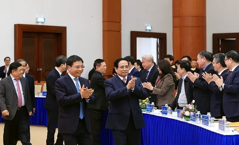 Hội nghị có sự tham dự của Thủ tướng Chính phủ Phạm Minh Chính, Phó Thủ tướng Chính phủ Hồ Đức Phớc và Phó Thủ tướng Chính phủ Nguyễn Chí Dũng. Ảnh: Đức Thanh.