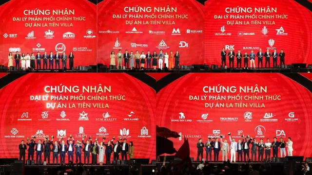 Đại diện đơn vị tư vấn chiến lược và triển khai Big Four trao chứng nhận phân phối chínhthức dự án La Tiên Villa cho gần 50 đại lý &amp; liên minh.