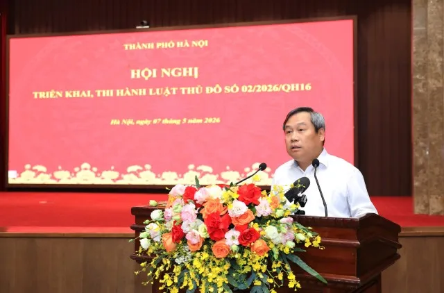 Chủ tịch UBND TP. Hà Nội Vũ Đại Thắng phát biểu tại Hội nghị.