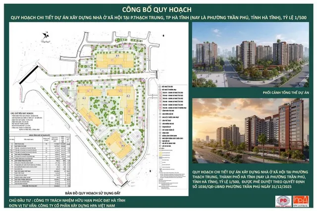 Bảng công bố quy hoạch chi tiết dự án xây dựng nhà ở xã hội tại phường Trần Phú