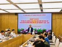 Ông Đào Trọng Đức, Phó Chủ tịch Thường trực HĐND thành phố, Phó Chủ tịch Uỷ ban bầu cử thành phố Hải Phòng chủ trì cuộc Họp báo thông tin về công tác bầu cử. Ảnh: Thanh Sơn