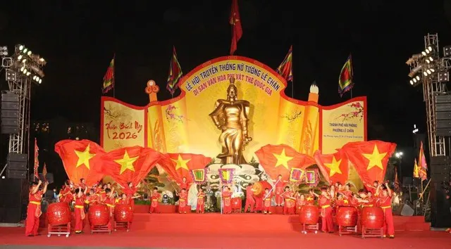 Một tiết mục của cô và trò trường Tiểu học Nguyễn Văn Tố tại Lễ hội truyền thống Nữ tướng Lê Chân năm 2026 vừa diễn ra.