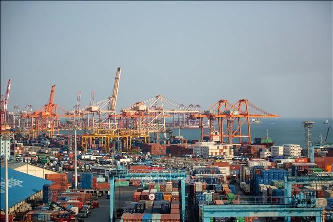 Cảng hàng hóa ở Busan, Hàn Quốc. Ảnh: THX/TTXVN