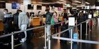 Hành khách xếp hàng tại quầy làm thủ tục ở sân bay Schwechat, gần Vienna, Áo. Ảnh minh họa: AFP/TTXVN