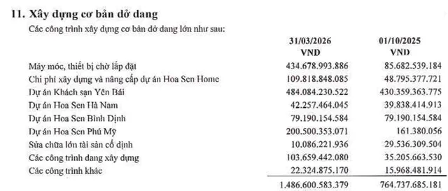 Hoa Sen tăng đầu tư dự án Hoa Sen Phú Mỹ trong quý II niên độ 2025 - 2026.