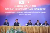 Thủ tướng Lê Minh Hưng và Tổng thống Hàn Quốc Lee Jae Myung tham dự Diễn đàn Kinh tế Việt Nam - Hàn Quốc vào chiều ngày 23/4 (Ảnh: VGP)