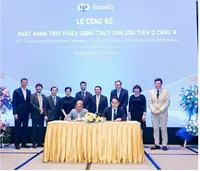 Ông Lê Tuấn Anh, Tổng giám đốc Sao Mai Group (ngồi bên phải ) cùng lãnh đạo GiarantCo ký kết Biên bản ghi nhớ tại Lễ Công bố.
