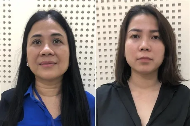 Bị can Mai Thị Hồng Hạnh (ảnh trái) và Nguyễn Thị Như Phương. Ảnh: BCA