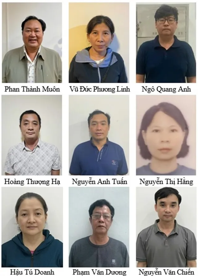 Các bị can bị khởi tố trong vụ án liên quan tới các sai phạm xảy ra tại Công ty Hưng Thịnh. Ảnh: BCA