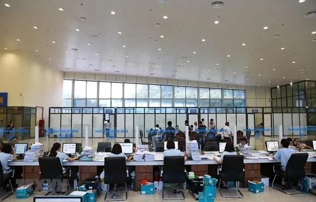 Bộ phận làm thủ tục mở tờ khai hàng hóa xuất nhập khẩu của Chi cục Hải quan Cửa khẩu quốc tế Hữu Nghị, Lạng Sơn. (Ảnh: Phạm Hậu/TTXVN).
