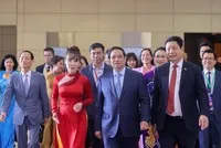 Thủ tướng Chính phủ Phạm Minh Chính tới dự chương trình Mô hình Toàn cảnh Kinh tế tư nhân lần thứ nhất - Ảnh: VGP.