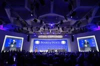 Tổng thống Mỹ Donald Trump phát biểu tại sự kiện ra mắt Hội đồng Hòa bình bên lề Diễn đàn Kinh tế Thế giới ở Davos, Thụy Sĩ, ngày 22/1/2026. Ảnh: THX/TTXVN