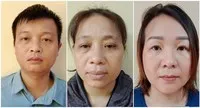 Trần Văn Dũng, Nguyễn Thị Mai và Nguyễn Thị Huế tại cơ quan công an. (Ảnh: Công an cung cấp).