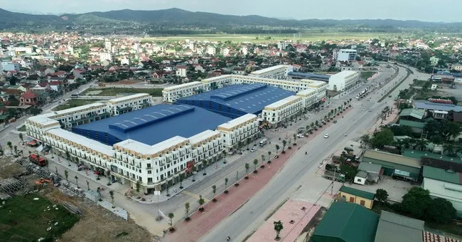 Một góc Khu đô thị tại huyện Đô Lương nhìn từ trên cao. Ảnh: Báo Chính phủ