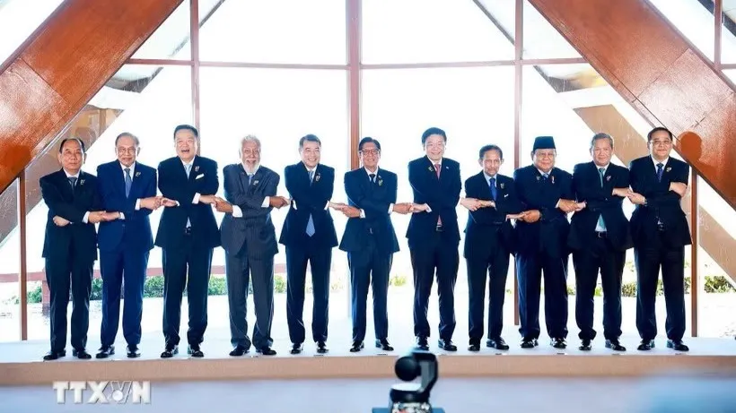 Thủ tướng Chính phủ Lê Minh Hưng và các Trưởng đoàn tham dự Phiên họp hẹp Hội nghị Cấp cao ASEAN lần thứ 48. (Ảnh: Dương Giang/TTXVN)