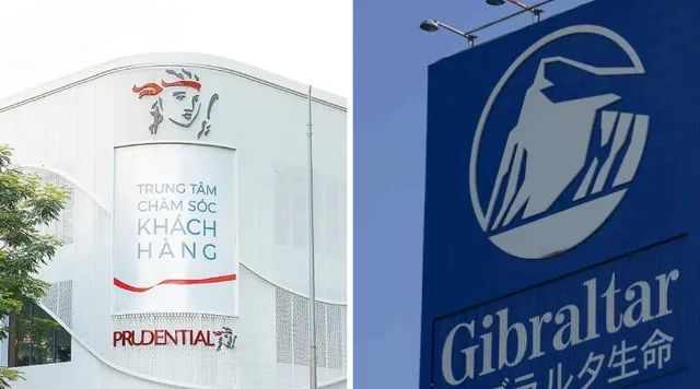 Logo Prudential Việt Nam (bên trái – có hình mặt nữ thần) phổ biến tại Việt Nam, khác biệt hoàn toàn với logo Prudential Life Insurance tại Nhật Bản (hình ngọn núi)