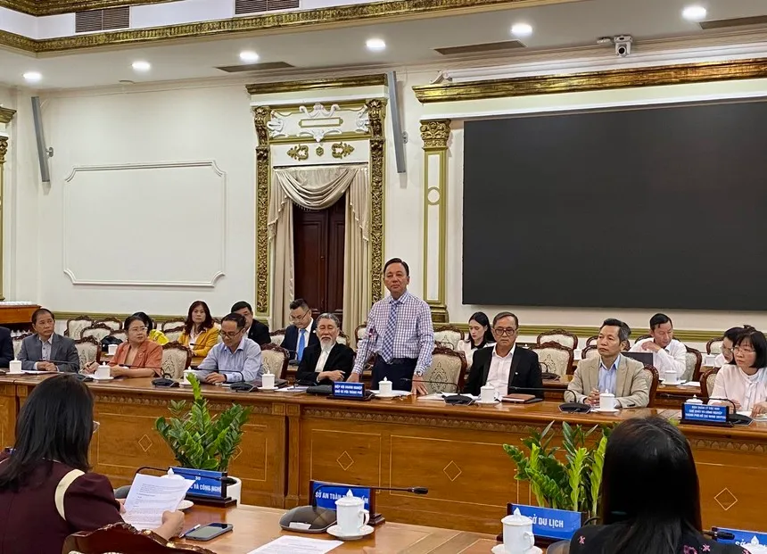 Ông Phạm Văn Triêm, Chủ tịch Hiệp hội Doanh nghiệp nhỏ và vừa TP.HCM (HCM-SME) chia sẻ tại buổi làm việc.
