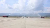 Cảng hàng không Điện Biên đón chuyến bay thẳng đầu tiên từ TP.HCM của Vietnam Airlines hôm 24/12/2025.