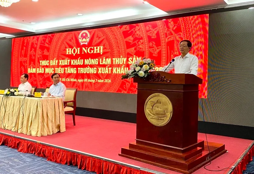 Phó Thủ tướng Chính phủ Hồ Quốc Dũng phát biểu tại Hội nghị thúc đẩy xuất khẩu nông lâm thủy sản đảm bảo mục tiêu tăng trưởng xuất khẩu năm 2026.