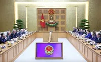 Phó Thủ tướng Trần Hồng Hà làm việc với Đoàn thanh tra của EC sang đánh giá kết quả phòng, chống khai thác IUU tại Việt Nam - Ảnh: VGP.