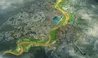 Phối cảnh minh họa tổng thể phân khu đô thị sông Hồng. Ảnh: VQH XD Hà Nội