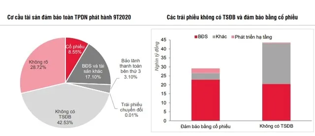 Cơ cấu tài sản đảm bảo của TPDN phát hành 9 tháng đầu năm 2020 (Nguồn: SSI).