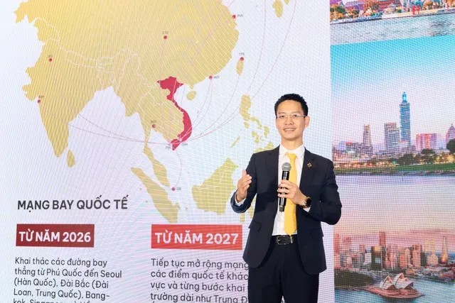 Đại diện Sun PhuQuoc Airways chia sẻ về thương hiệu tại Hội thảo đại lý. Từ năm 2026, hãng dự kiến sẽ mở rộng sang các đường bay quốc tế trực tiếp từ Phú Quốc đến Seoul (Hàn Quốc), Đài Bắc (Đài Loan, Trung Quốc), Bangkok, Singapore, Hồng Kông (Trung Quốc).
