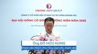 Ông Đỗ Hữu Hưng, thành viên HĐQT kiêm Phó tổng giám đốc Hoàng Huy báo cáo tại Đại hội