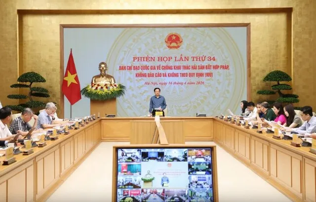 Phó Thủ tướng Hồ Quốc Dũng chủ trì phiên họp lần thứ 34 của Ban Chỉ đạo Quốc gia về chống khai thác hải sản bất hợp pháp, không báo cáo và không theo quy định (IUU). Ảnh VGP.