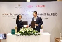 Bà Nguyễn Thị Trà My, Tổng giám đốc Tập đoàn PAN và ông Yen Gunadi, đại diện Ban Lãnh đạo Momogi Group ký biên bản hoàn tất giao dịch chuyển nhượng vốn tại Bibica.